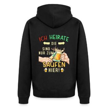 JGA Junggesellenabschied Bier Saufen Lustig Spruch - Unisex Premium Bio Zip Hoodie - Schwarz - Hinten - Nico (187cm)