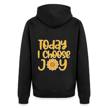 Today I Choose Joy 4 - Unisex Premium Organic Zip Hoodie - black - Back - Nico (187cm)