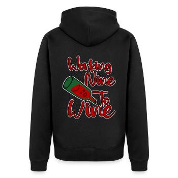 Working Nine To Wine 4 - Unisex Premium Organic Zip Hoodie - black - Back - Nico (187cm)