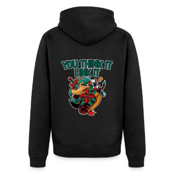 You Think It, I Ink It 2 - Unisex Premium Bio Zip Hoodie - Schwarz - Hinten - Nico (187cm)