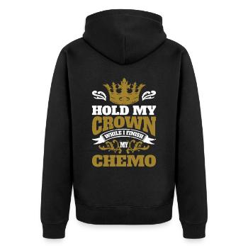Tenir ma couronne pendant que je termine ma chimio 65 - Veste à capuche bio Premium Unisexe - noir - Dos - Nico (187cm)