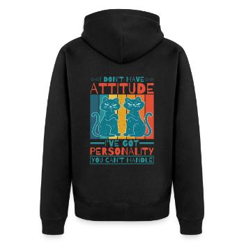 Je n’ai pas d’attitude 6 - Veste à capuche bio Premium Unisexe - noir - Dos - Nico (187cm)