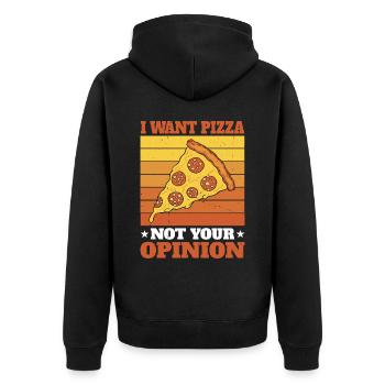 Je veux une pizza, pas votre opinion - Veste à capuche bio Premium Unisexe - noir - Dos - Nico (187cm)