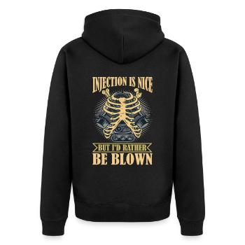 Injection Is Nice But I'd Rather Be Blown 6 - Unisex Premium Organic Zip Hoodie - black - Back - Nico (187cm)