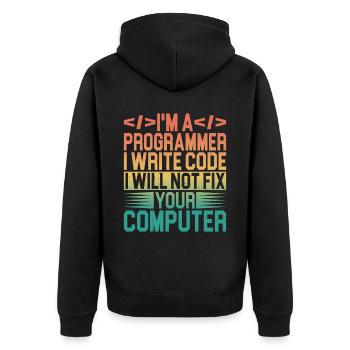 I'm A Programmer I Will Not Fix Your Computer 3 - Unisex Premium Bio Zip Hoodie - Schwarz - Hinten - Nico (187cm)