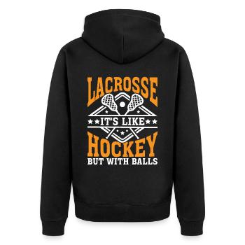 La crosse, c’est comme le hockey mais avec des balles 2 - Veste à capuche bio Premium Unisexe - noir - Dos - Nico (187cm)