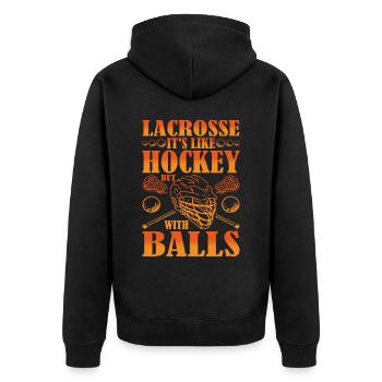 La crosse, c’est comme le hockey mais avec des balles 3 - Veste à capuche bio Premium Unisexe - noir - Dos - Nico (187cm)