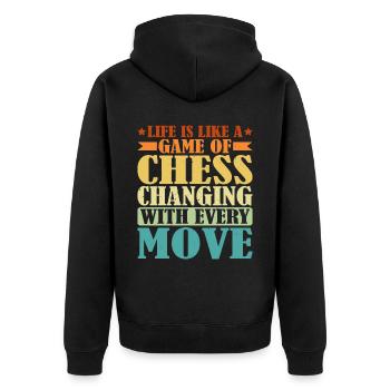 Life Is Like A Game Of Chess 2 - Unisex Premium Bio Zip Hoodie - Schwarz - Hinten - Nico (187cm)