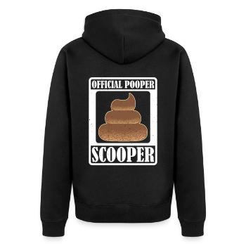 Official Pooper Scooper 32 - Unisex Premium Bio Zip Hoodie - Schwarz - Hinten - Nico (187cm)