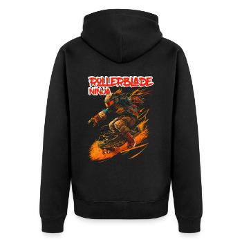 Rollerblade Ninja 5 - Unisex Premium Bio Zip Hoodie - Schwarz - Hinten - Nico (187cm)