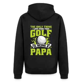 La seule chose que j’aime plus que le golf, c’est d’être un papa 2 - Veste à capuche bio Premium Unisexe - noir - Dos - Nico (187cm)