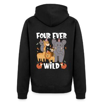 Four Ever Wild 53 - Unisex Premium Bio Zip Hoodie - Schwarz - Hinten - Nico (187cm)
