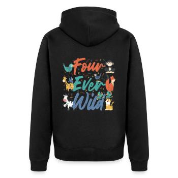 Four Ever Wild 51 - Unisex Premium Bio Zip Hoodie - Schwarz - Hinten - Nico (187cm)