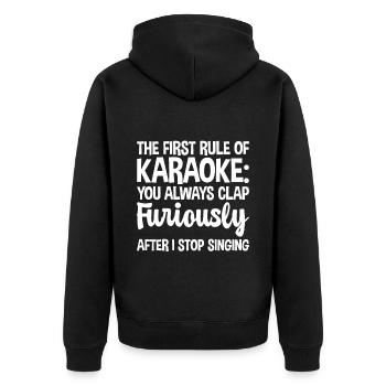 The First Rule Of Karaoke 1 - Unisex Premium Bio Zip Hoodie - Schwarz - Hinten - Nico (187cm)