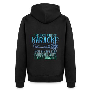 The First Rule Of Karaoke 2 - Unisex Premium Bio Zip Hoodie - Schwarz - Hinten - Nico (187cm)