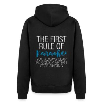 The First Rule Of Karaoke 3 - Unisex Premium Bio Zip Hoodie - Schwarz - Hinten - Nico (187cm)