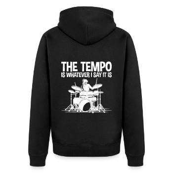 Le tempo est quoi que je dise c’est 4 - Veste à capuche bio Premium Unisexe - noir - Dos - Nico (187cm)