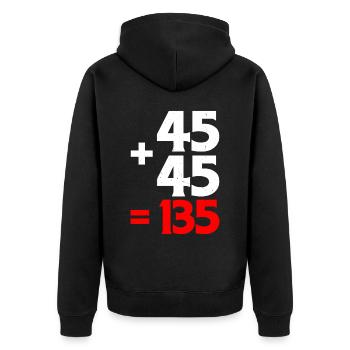 45 + 45 = 135 4 - Unisex Premium Bio Zip Hoodie - Schwarz - Hinten - Nico (187cm)