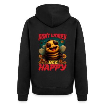 Ne vous inquiétez pas Bee Happy 45 - Veste à capuche bio Premium Unisexe - noir - Dos - Nico (187cm)