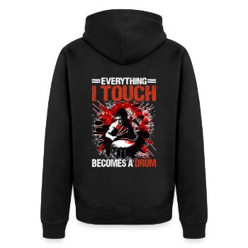 Tout ce que je touche devient un tambour 17 - Veste à capuche bio Premium Unisexe - noir - Dos - Nico (187cm)
