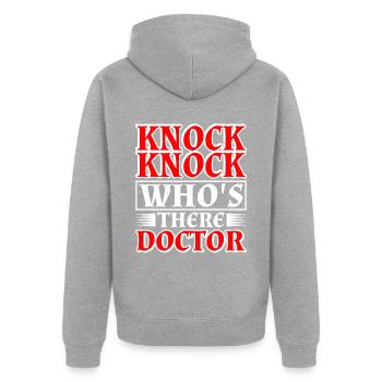 Knock Knock Who's There Doctor 12 - Unisex Premium Organic Zip Hoodie - heather grey - Back - Nico (187cm)