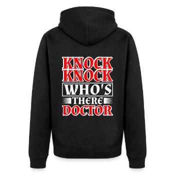 Knock Knock Who's There Doctor 12 - Unisex Premium Bio Zip Hoodie - Schwarz - Hinten - Nico (187cm)