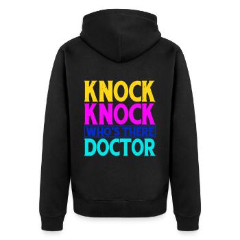 Knock Knock Who's There Doctor 13 - Unisex Premium Bio Zip Hoodie - Schwarz - Hinten - Nico (187cm)