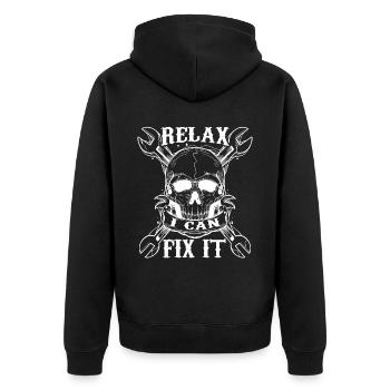 Relax I Can Fix It 13 - Unisex Premium Organic Zip Hoodie - black - Back - Nico (187cm)