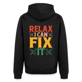 Relax I Can Fix It 14 - Unisex Premium Organic Zip Hoodie - black - Back - Nico (187cm)