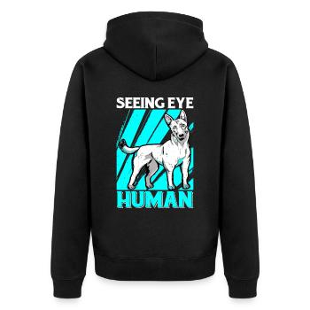 Seeing Eye Human 28 - Unisex Premium Bio Zip Hoodie - Schwarz - Hinten - Nico (187cm)