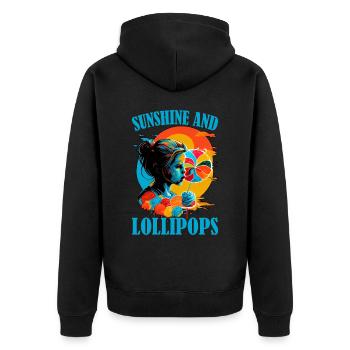 Sunshine And Lollipops 6 - Unisex Premium Bio Zip Hoodie - Schwarz - Hinten - Nico (187cm)