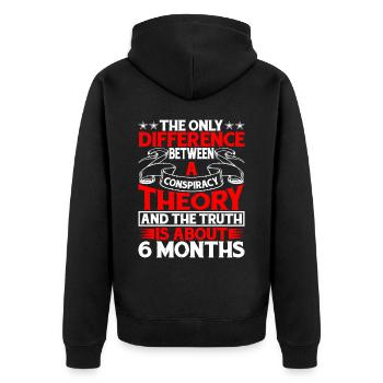 The Only Difference Between A Conspiracy 9 - Unisex Premium Bio Zip Hoodie - Schwarz - Hinten - Nico (187cm)