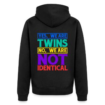 Yes, We Are Twins, No, We Are Not Identical 10 - Unisex Premium Organic Zip Hoodie - black - Back - Nico (187cm)