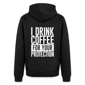 Je bois du café pour votre protection - Veste à capuche bio Premium Unisexe - noir - Dos - Nico (187cm)