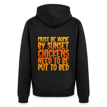 Home Au coucher du soleil, les poulets doivent être mis au lit - Veste à capuche bio Premium Unisexe - noir - Dos - Nico (187cm)
