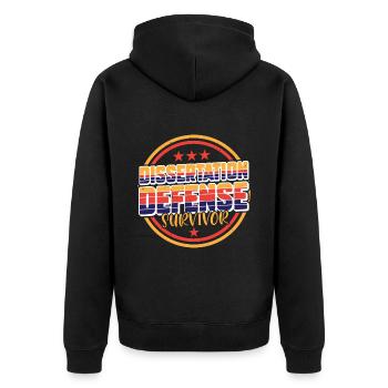 Dissertation Defense Survivor 7 - Unisex Premium Bio Zip Hoodie - Schwarz - Hinten - Nico (187cm)