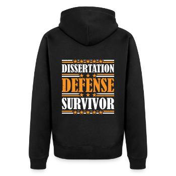 Dissertation Defense Survivor 9 - Unisex Premium Organic Zip Hoodie - black - Back - Nico (187cm)