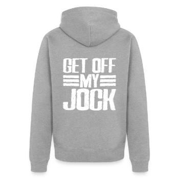 Descends de mon Jock 6 - Veste à capuche bio Premium Unisexe - gris chiné - Dos - Nico (187cm)