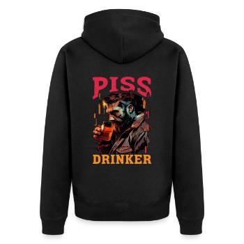 Piss Drinker 36 - Unisex Premium Bio Zip Hoodie - Schwarz - Hinten - Nico (187cm)