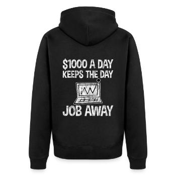 1000 $ par jour éloigne le travail de jour 3 - Veste à capuche bio Premium Unisexe - noir - Dos - Nico (187cm)