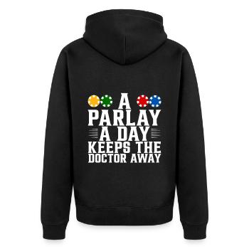 A Parlay A Day Keeps The Doctor Away 4 - Unisex Premium Bio Zip Hoodie - Schwarz - Hinten - Nico (187cm)