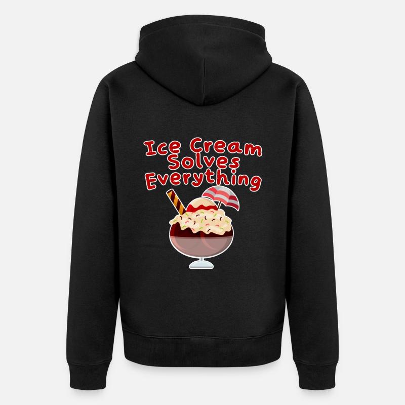 Ice Cream Solves Everything 4 - Unisex Premium Bio Zip Hoodie - Schwarz