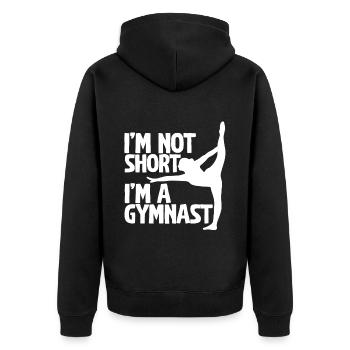 I'm Not Short, I'm A Gymnast 4 - Unisex Premium Bio Zip Hoodie - Schwarz - Hinten - Nico (187cm)
