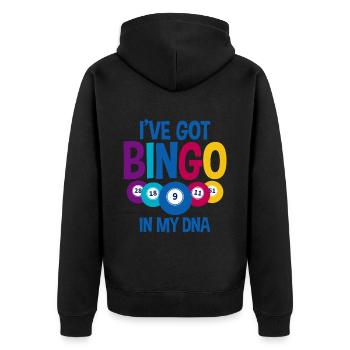 J’ai Bingo dans mon ADN 2 - Veste à capuche bio Premium Unisexe - noir - Dos - Nico (187cm)