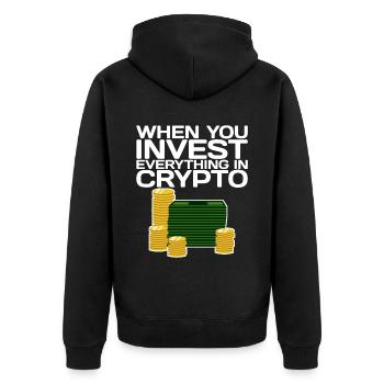 Lorsque vous investissez tout dans Crypto 2 - Veste à capuche bio Premium Unisexe - noir - Dos - Nico (187cm)
