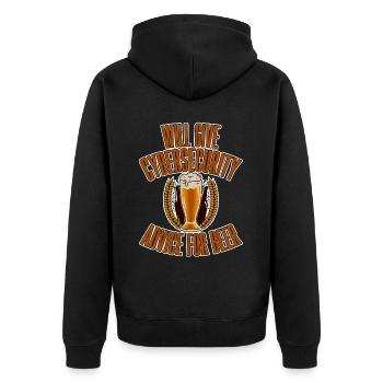 Will Give Cybersecurity Advice For Beer 2 - Unisex Premium Organic Zip Hoodie - black - Back - Nico (187cm)
