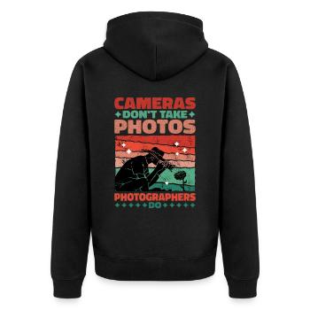 Cameras Don't Take Photos, Photographers Do - Unisex Premium Bio Zip Hoodie - Schwarz - Hinten - Nico (187cm)