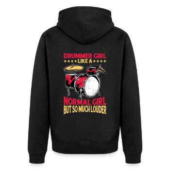 DrummerGirl Like A Normal Girl But So Much Louder3 - Veste à capuche bio Premium Unisexe - noir - Dos - Nico (187cm)