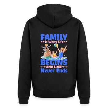 Family Is Where Life Begins And Love Never Ends 2 - Unisex Premium Bio Zip Hoodie - Schwarz - Hinten - Nico (187cm)
