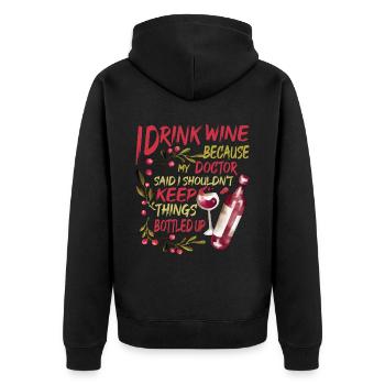 My Doctor Said I Shouldn't Keep Things Bottled Up2 - Unisex Premium Organic Zip Hoodie - black - Back - Nico (187cm)
